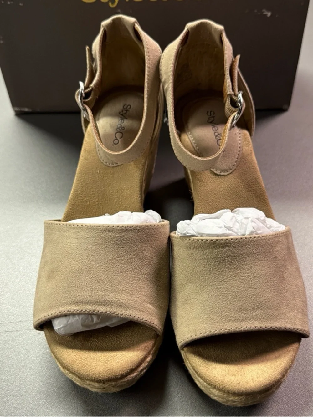 Style‎ & Co Women's Beige Seleeney Wedge Sandals Shoe Size 6M NWB